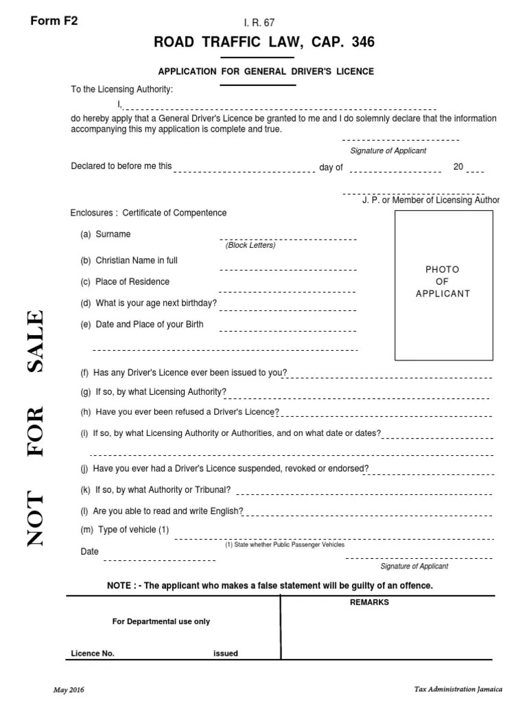Application for General Driver's Licence (2,4,6)_ Designer Driver's