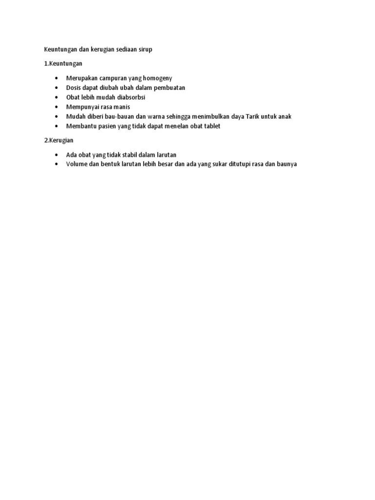 Keuntungan Dan Kerugian Sediaan Sirup | PDF