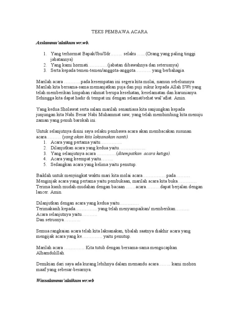 Contoh Teks Pembawa Acara Pengajian Singkat – Berbagai Contoh