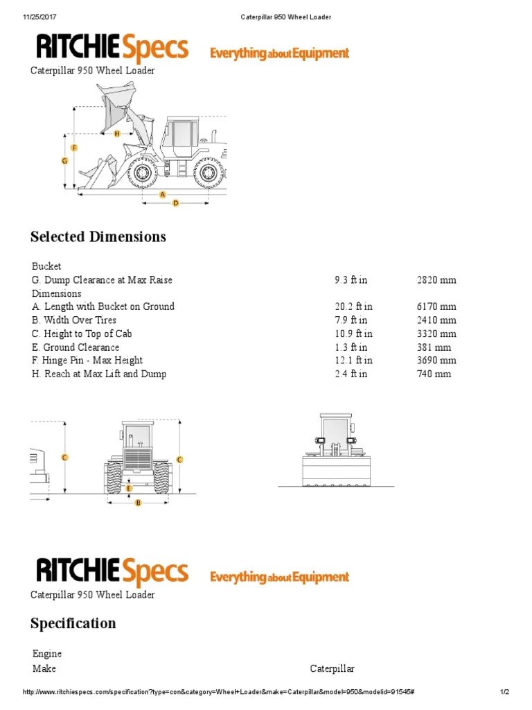 Caterpillar 950 Wheel Loader PDF Loader (Equipment) Vehicle