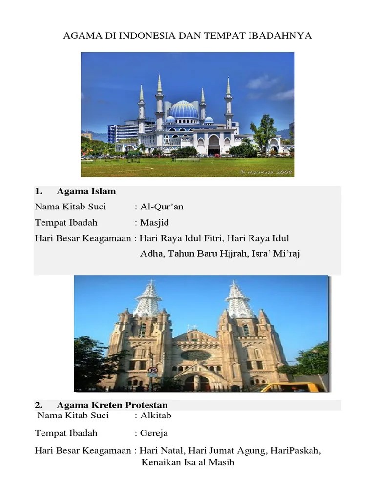 Agama Di Indonesia Dan Tempat Ibadahna | PDF