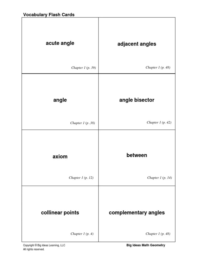 Geometry Flashcards.pdf Line (Geometry) Angle