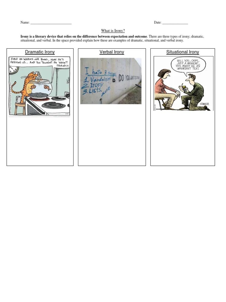 Irony Definition Graphic Organizer PDF