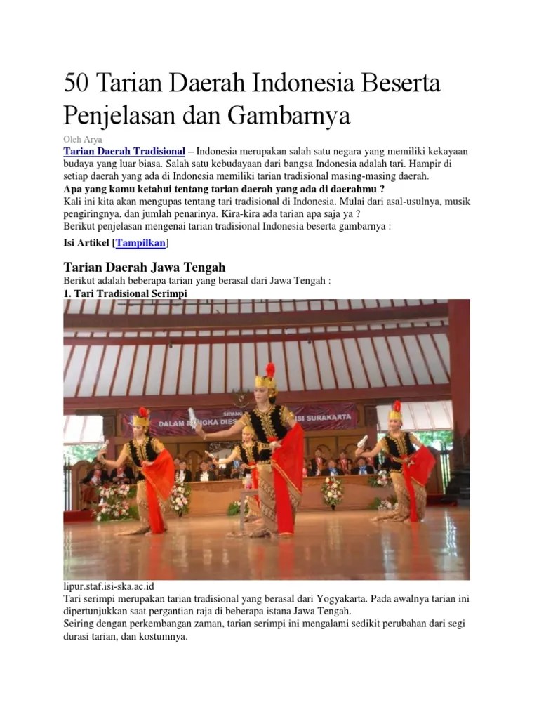 50 Tarian Daerah Indonesia Beserta Penjelasan Dan Gambarnya