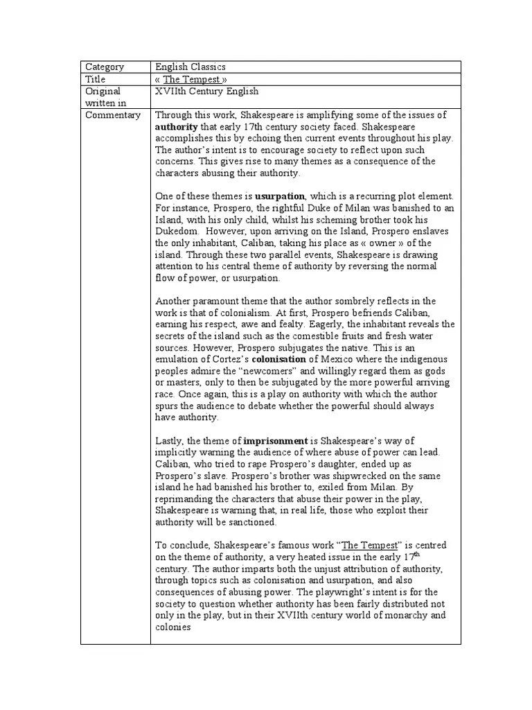 English Tempest PDF The Tempest