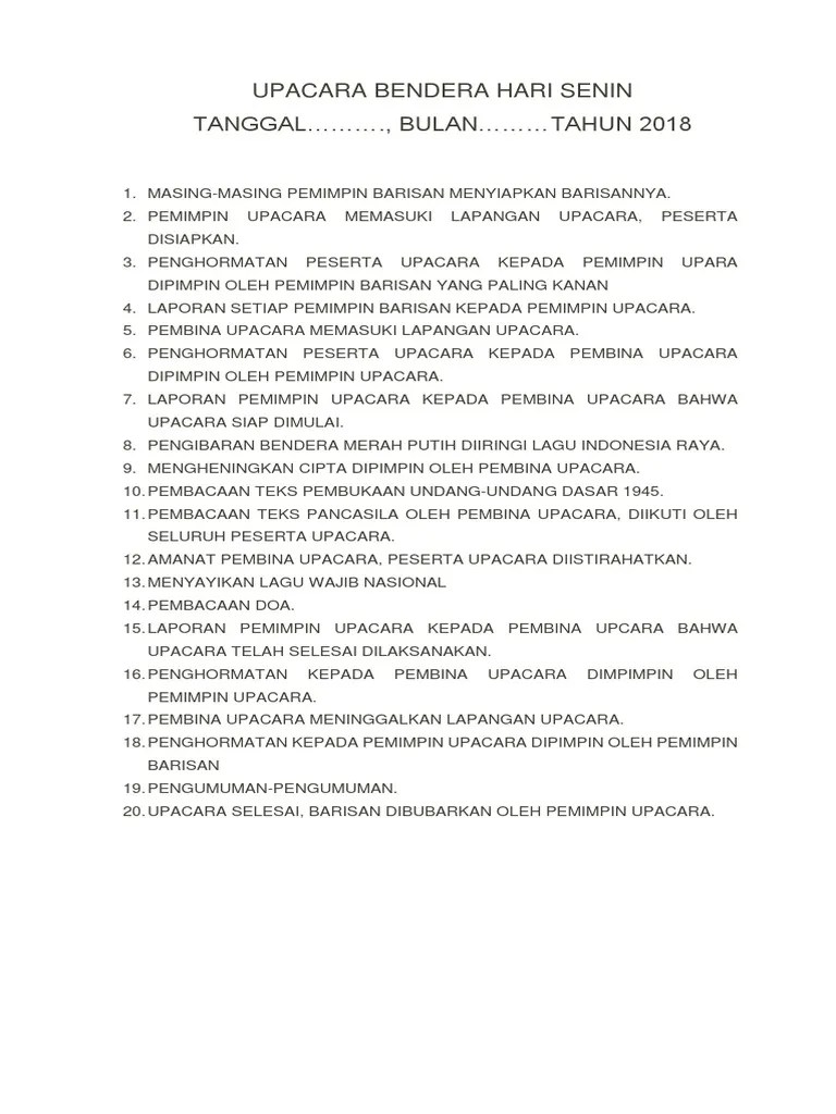 Tata Tertib Upacara Bendera Hari Senin | PDF