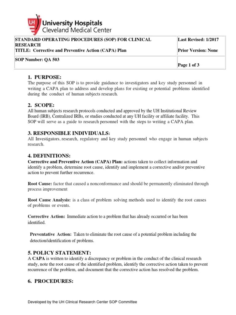 capasop Institutional Review Board Quality