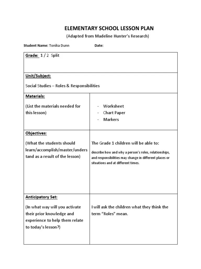 Elementary School Lesson Plan 9 | Download Free PDF | Lesson Plan