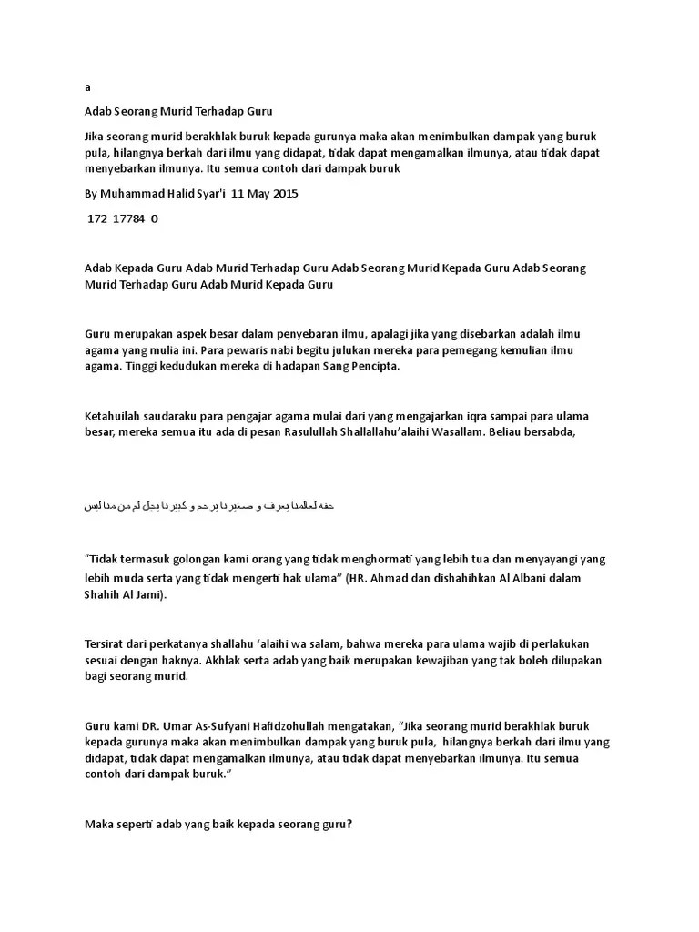 Contoh Pidato Adab Kepada Guru - Kumpulan Contoh Terbaru
