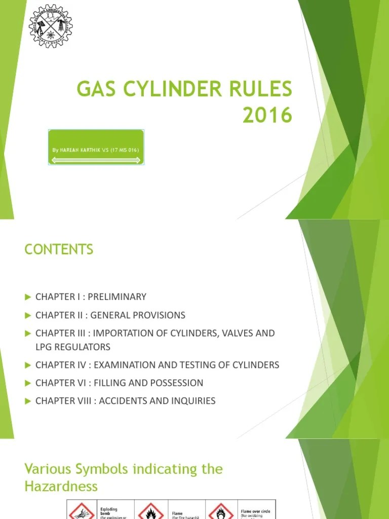 Gas Cylinder Rules 2016 Valve Gases