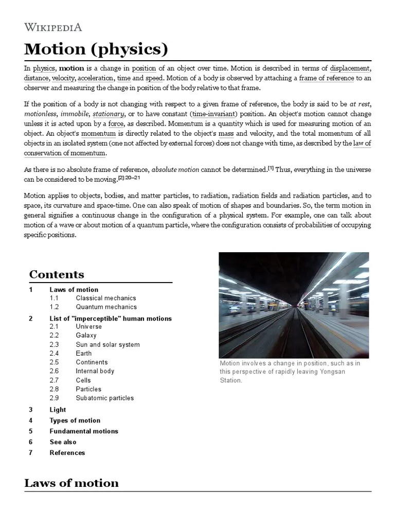 Motion (Physics) PDF Motion (Physics) Force