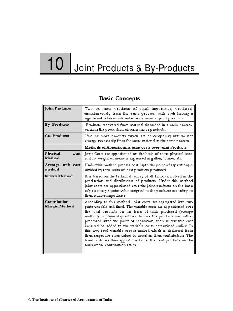 Joint Products & ByProducts Basic Concepts