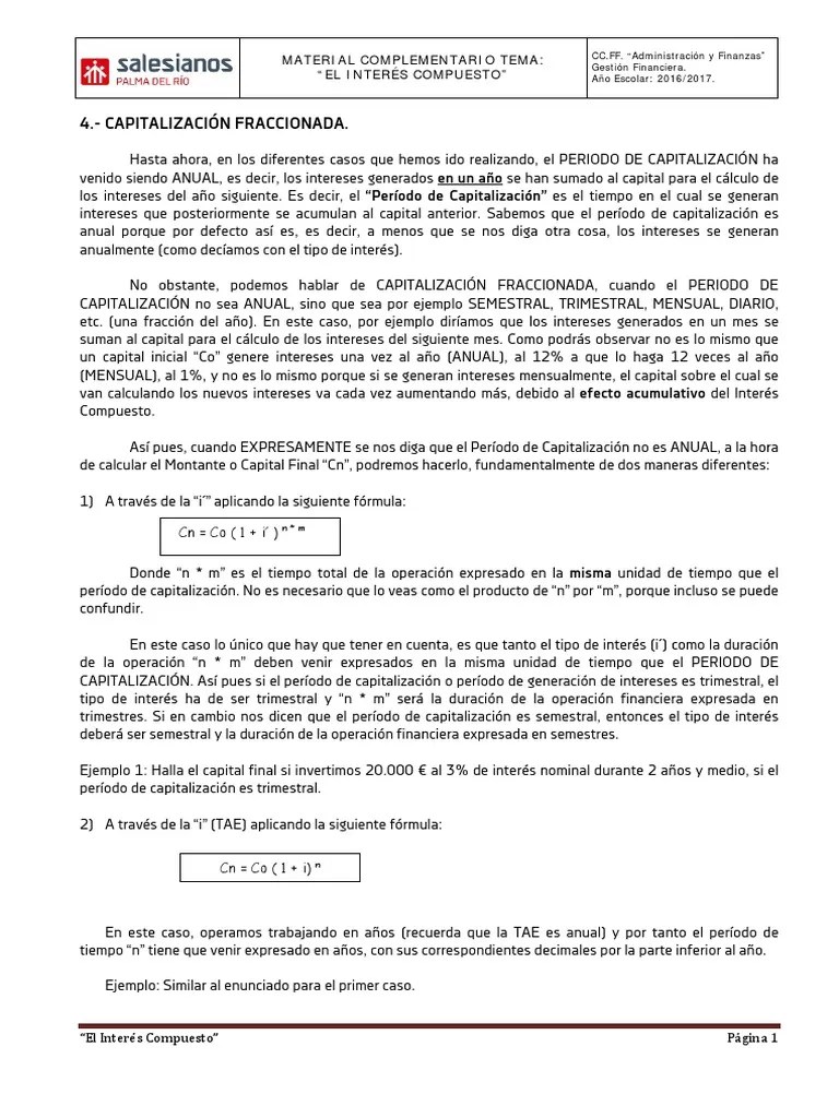 Tema Interés Compuesto 1617 Interés Tasas de interés Prueba