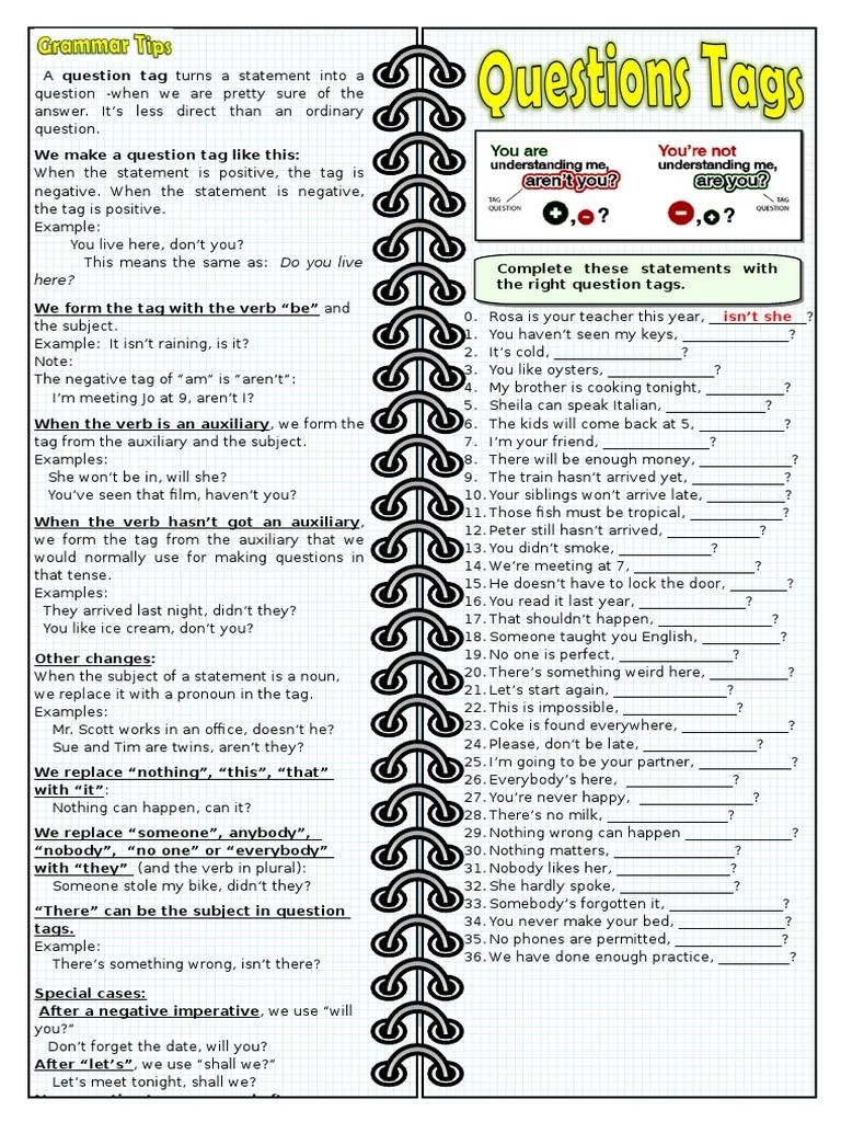 Question Tags PDF Verb Linguistic Typology