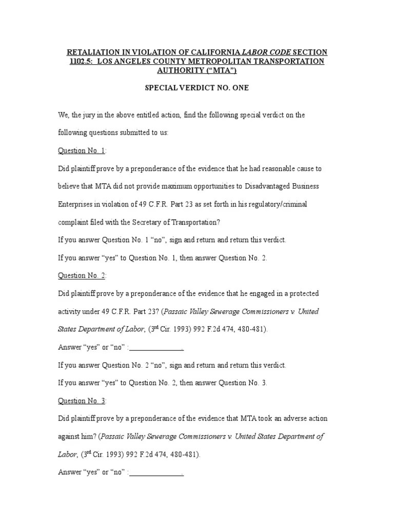 Retaliation in Violation of California Labor Code 1102.5 Los Angeles