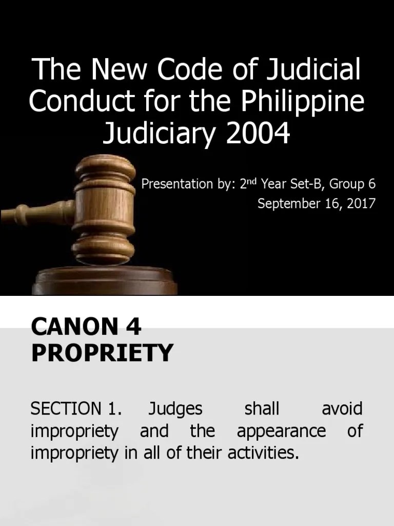 The New Code of Judicial Conduct for the Phil Judiciary 2004