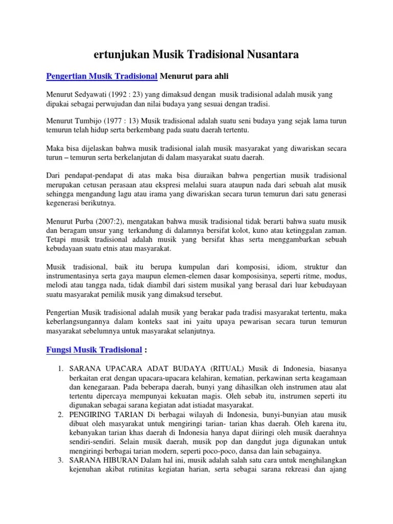 Ertunjukan Musik Tradisional Nusantara | PDF