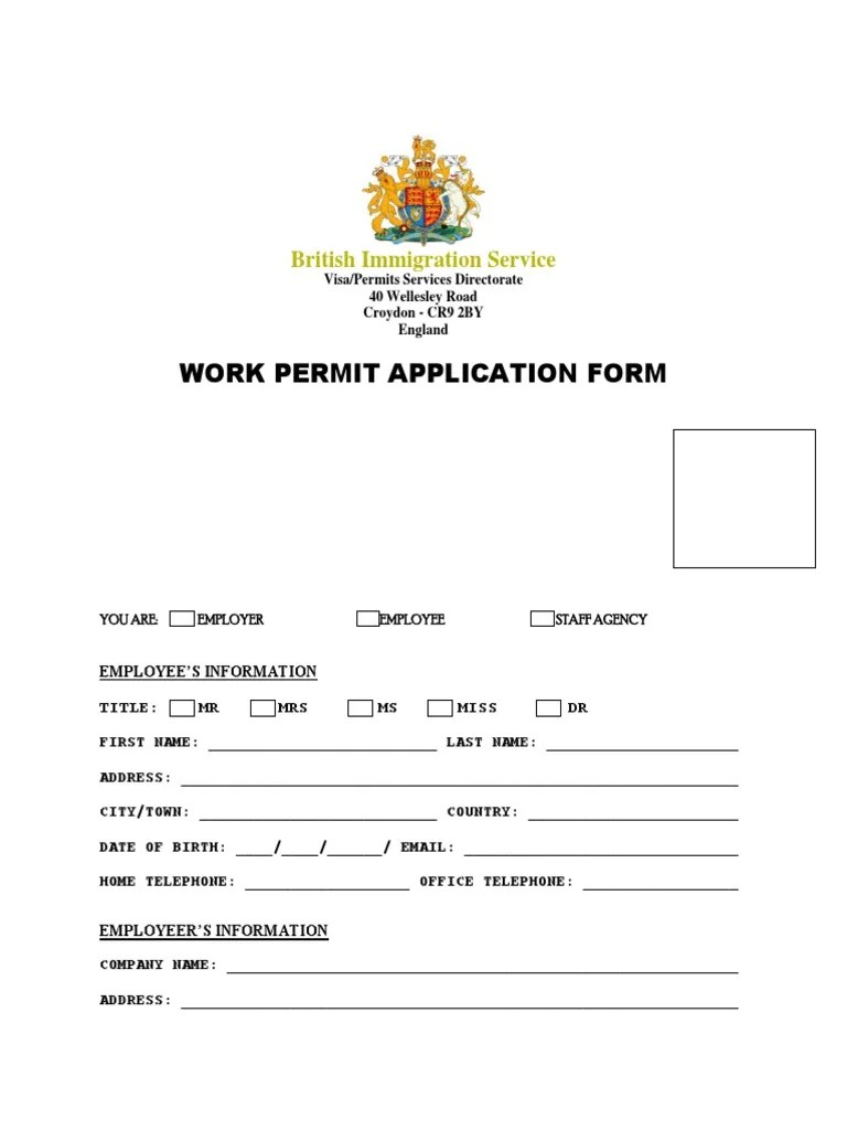 British Work Permit Application Form PDF Government And Personhood