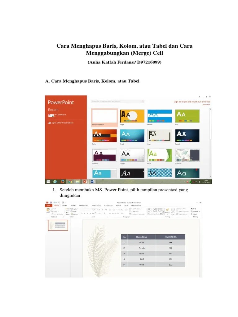 Cara Menghapus Baris, Kolom, Atau Tabel Pada Ppt