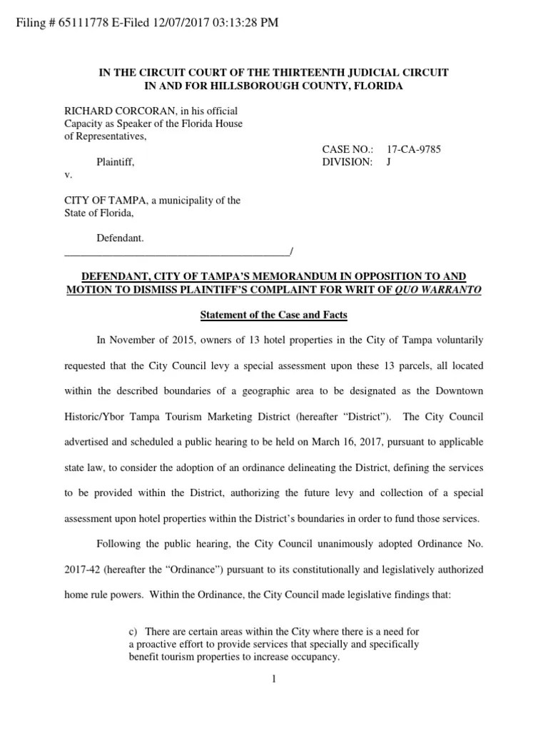 Motion To Dismiss PDF Standing (Law) Virginia Circuit Court