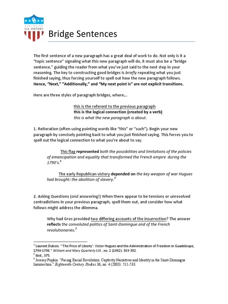 Bridge Sentences PDF Abolitionism Sentence (Linguistics)