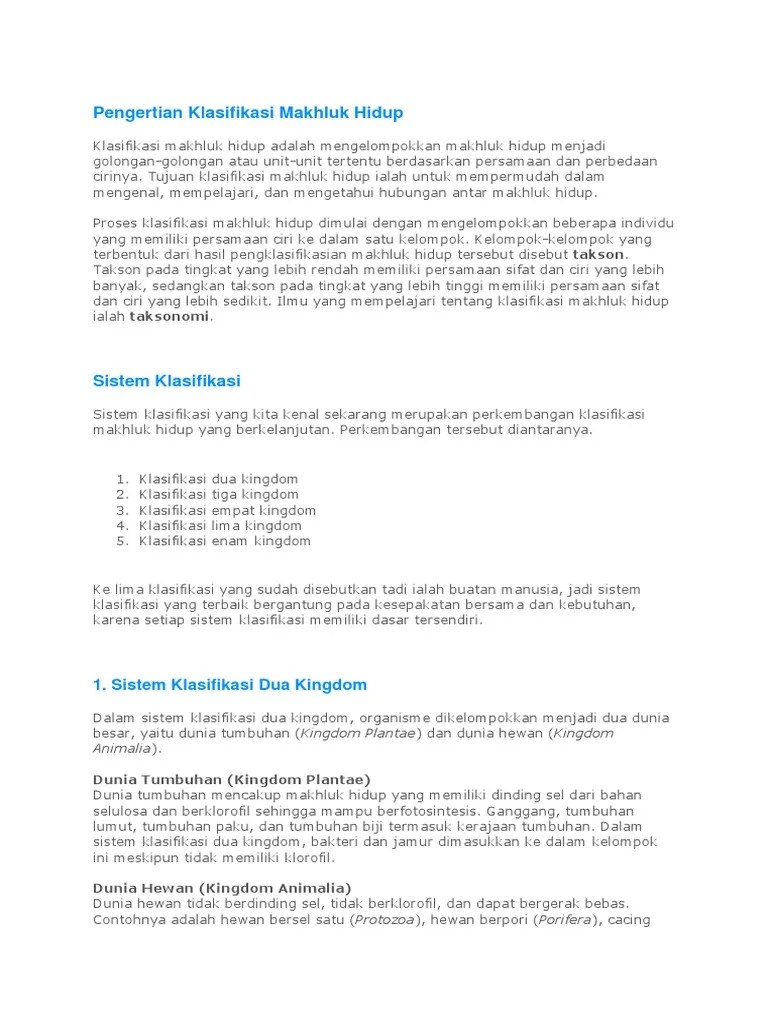 Klasifikasi Makhluk Hidup1 | PDF