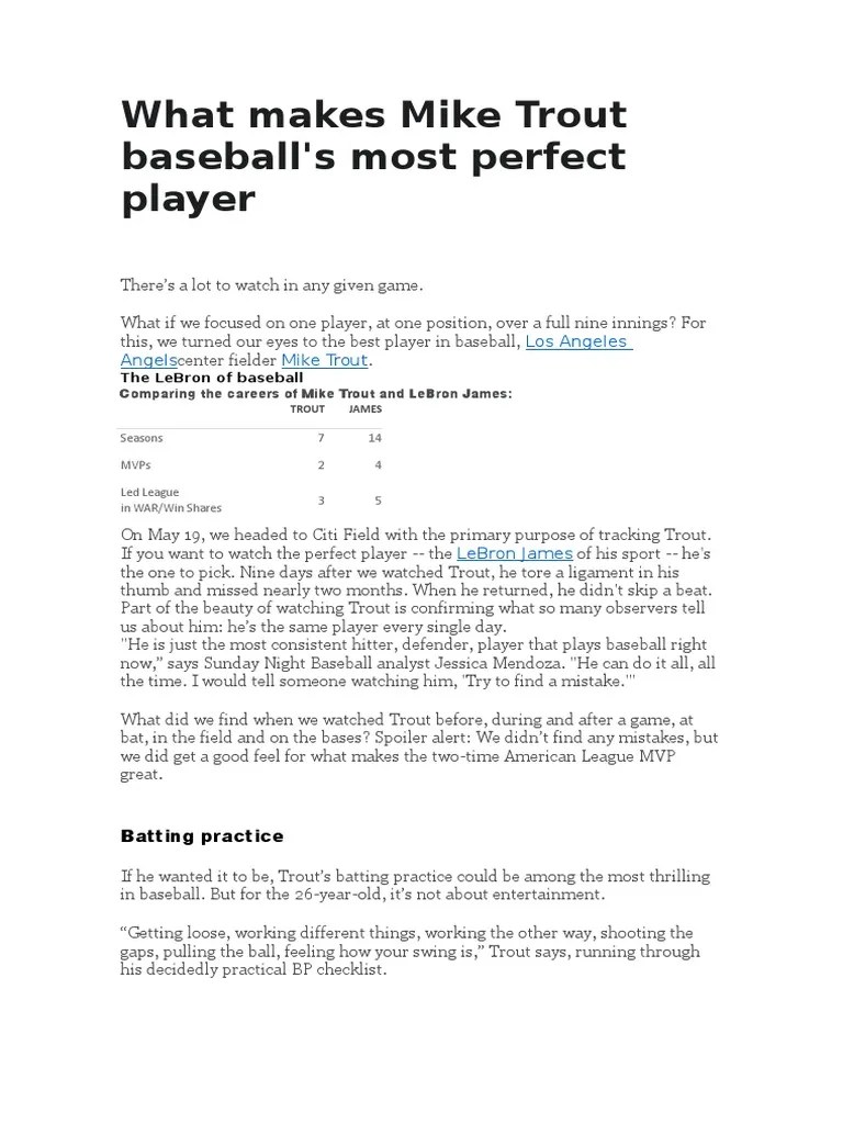 What Makes Mike Trout Baseball's Most Perfect Player PDF Baseball