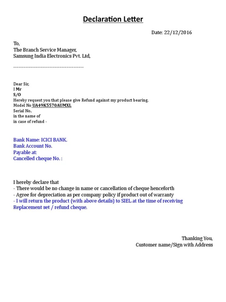 Sample Director Declaration HSBC