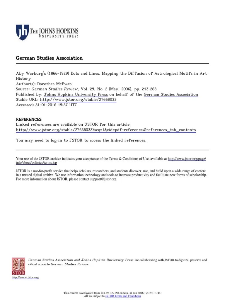 Aby Warburg / Diffusion of Astrological Motifs in Art History PDF