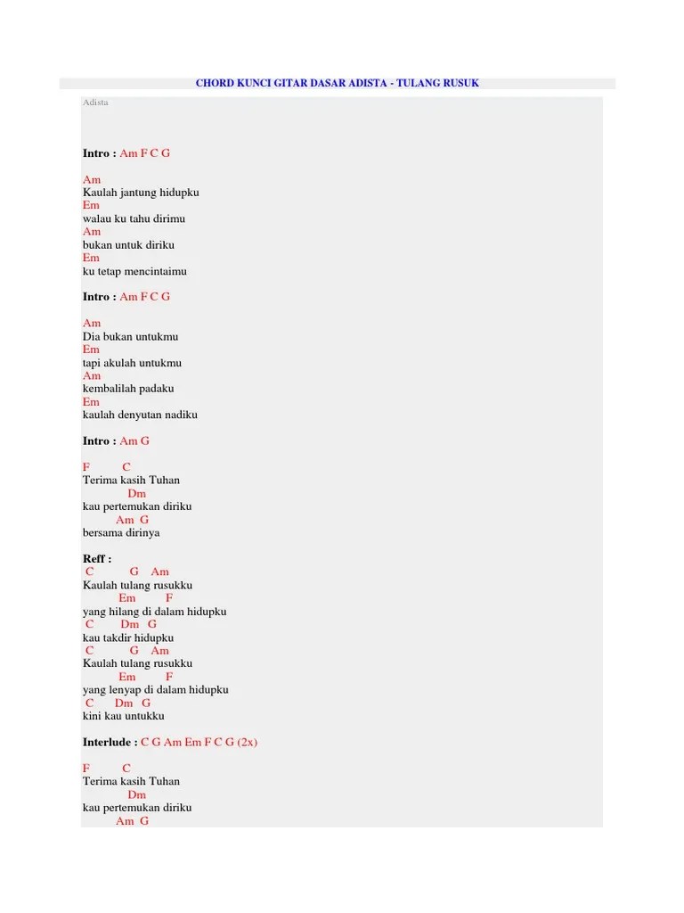 Chord Gitar Diana Adista