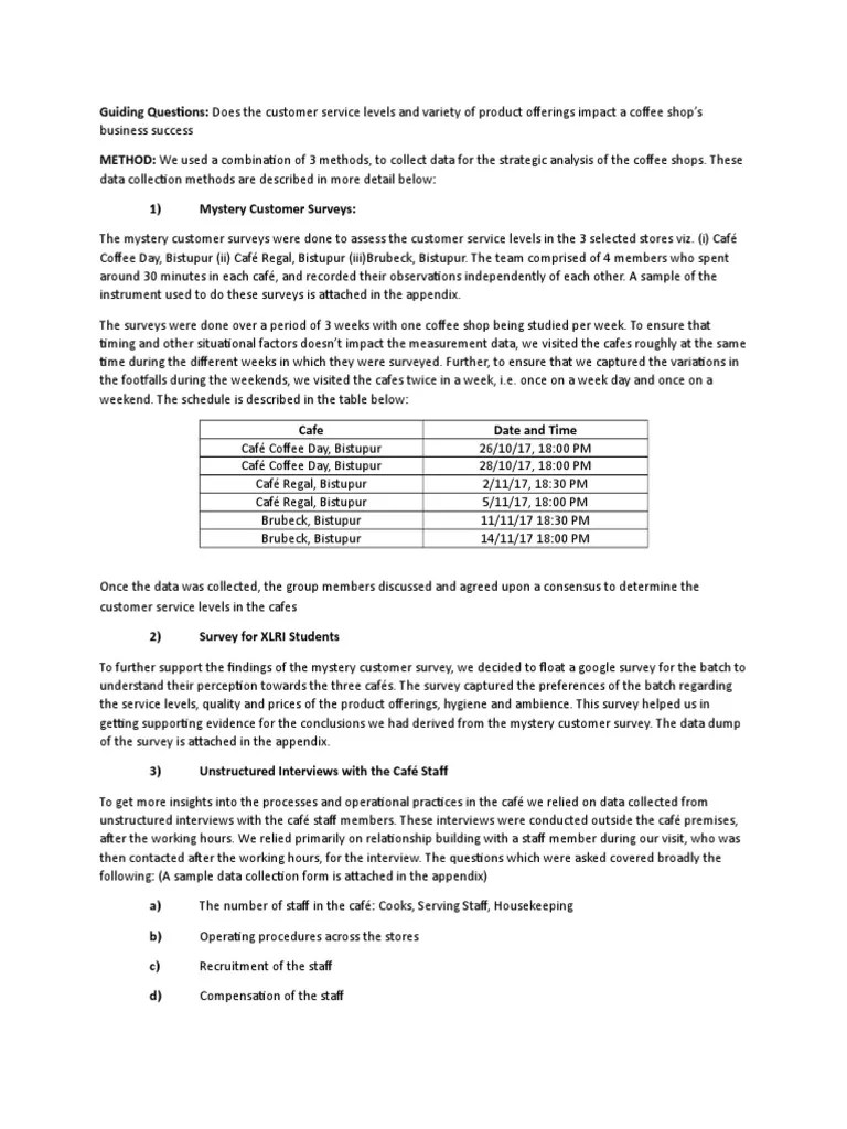Cafe Coffeehouse Survey Methodology Free 30day Trial Scribd