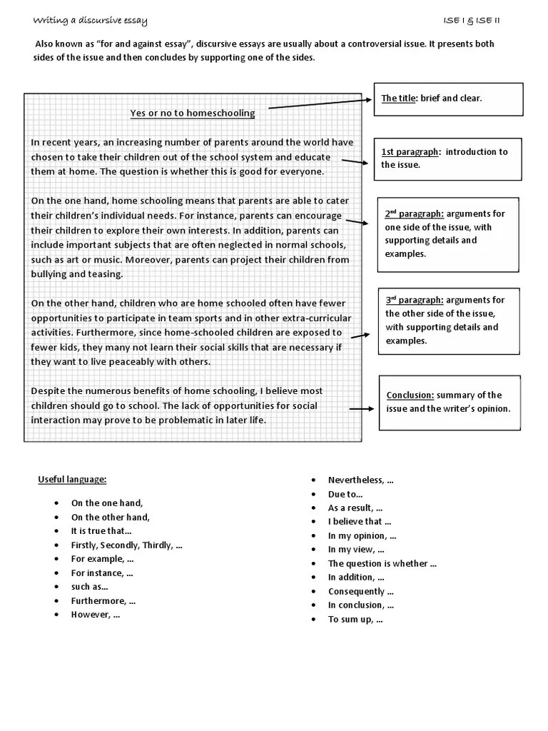 Discursive Essay Homeschooling Essays