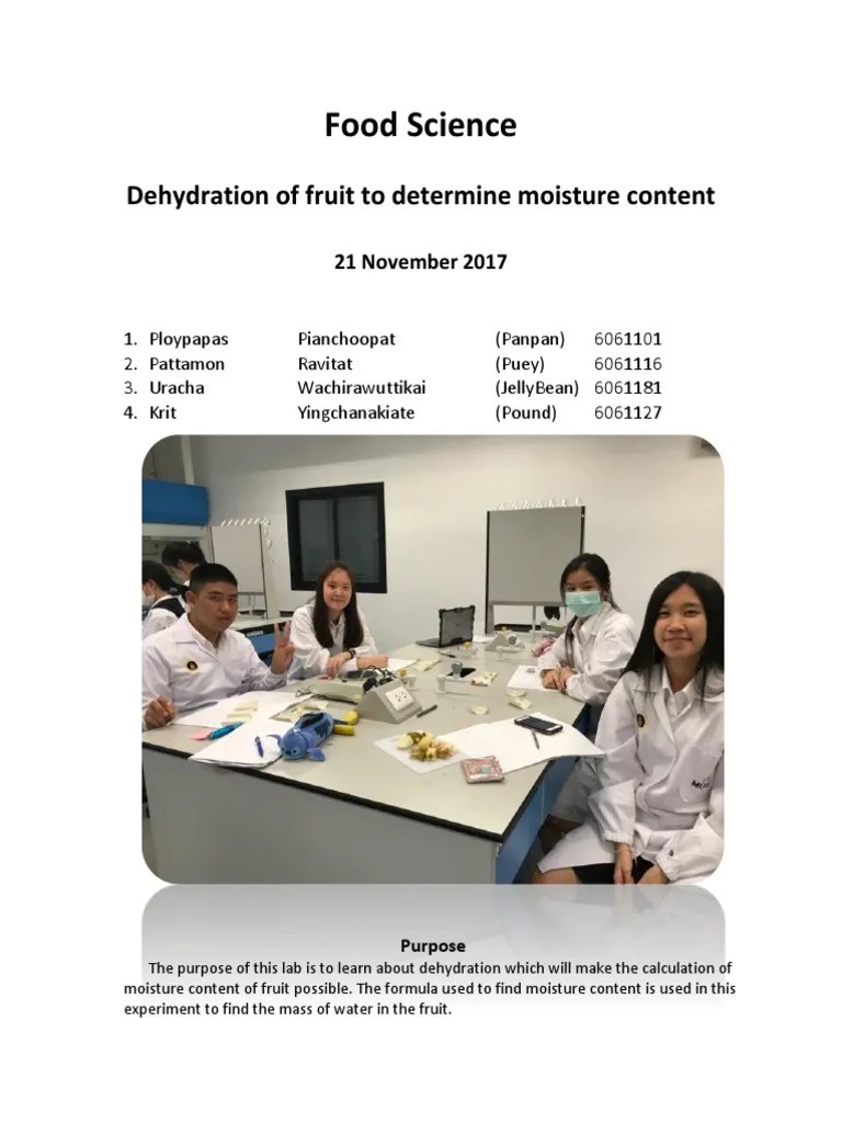 Dehydration Lab Report PDF Dried Fruit Food And Drink