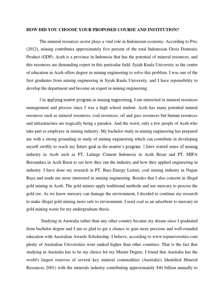 Essay 1 How Did You Choose Your Proposed Course and