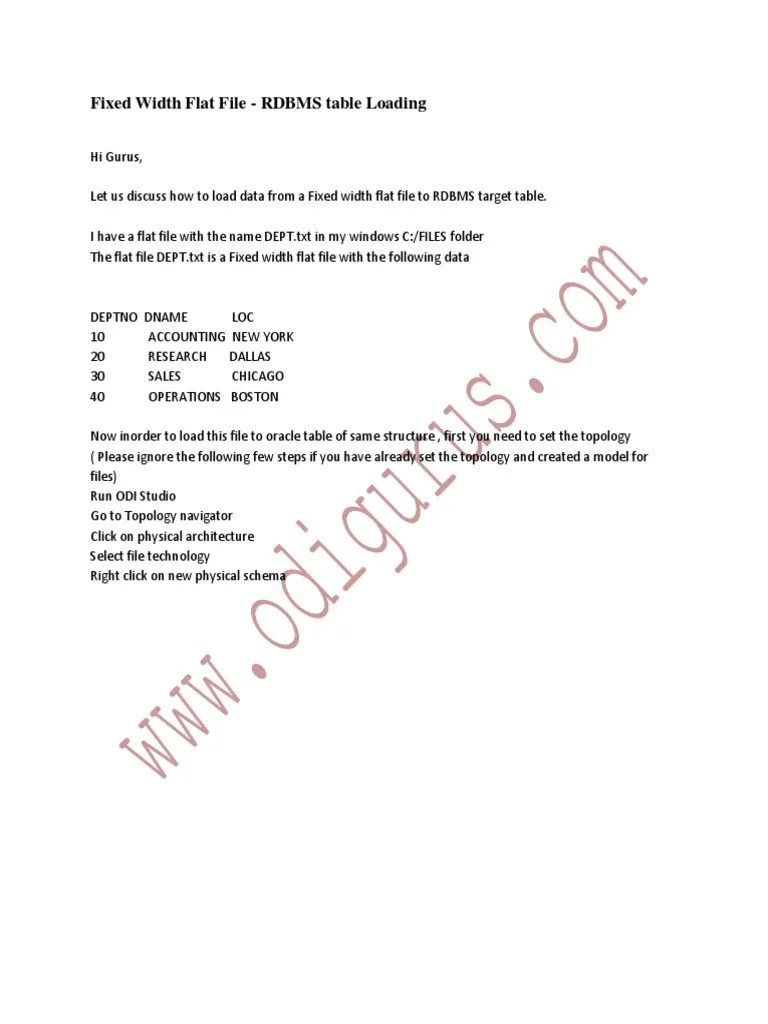 Fixed Width Flat File RDBMS PDF