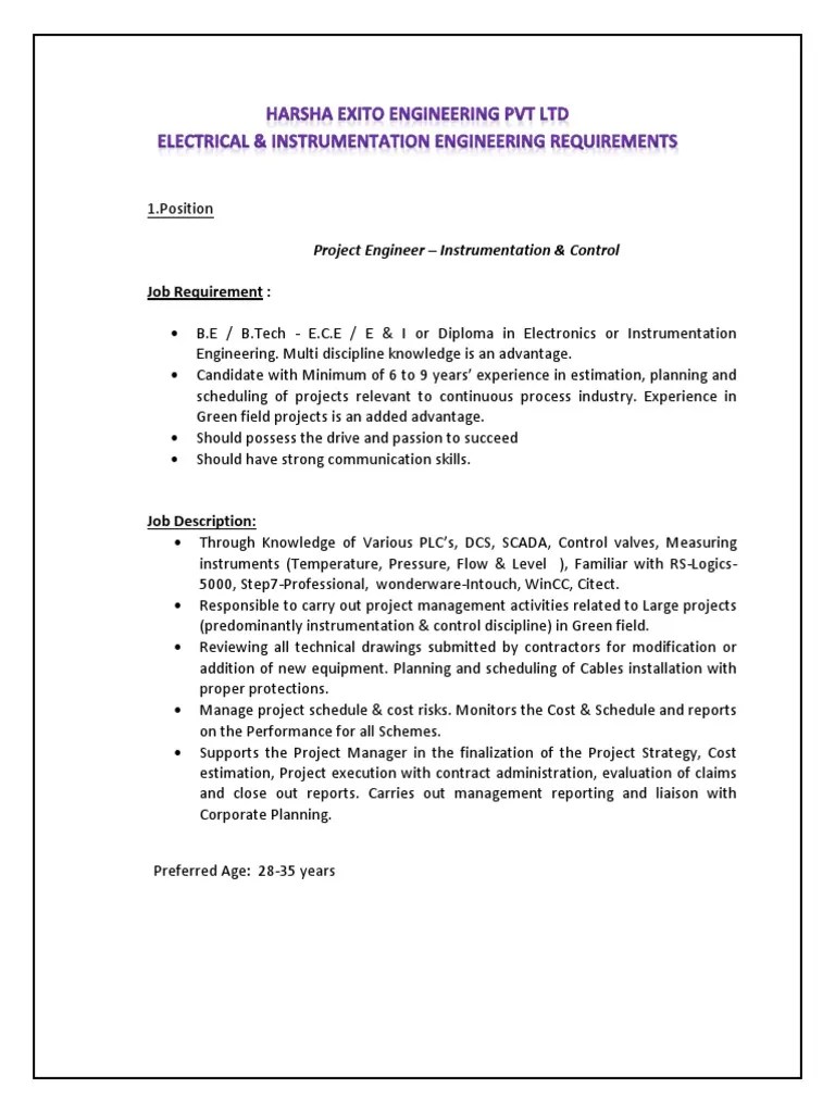 EI Requirements PDF Instrumentation Electrical Substation