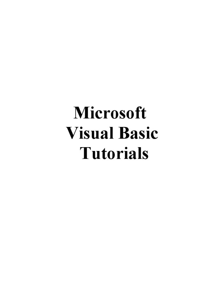 Microsoft VB6 Tutorials PDF Basic Computer Programming