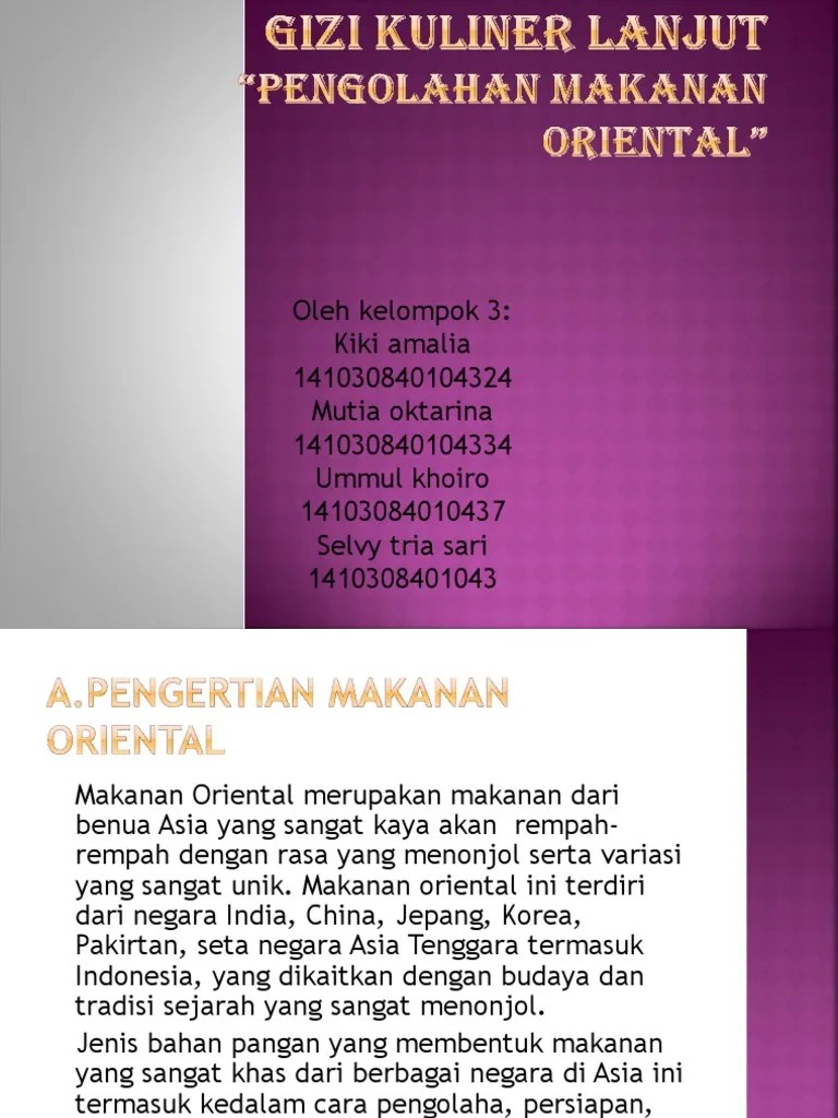 GKL Pengolahan Makanan Oriental | PDF