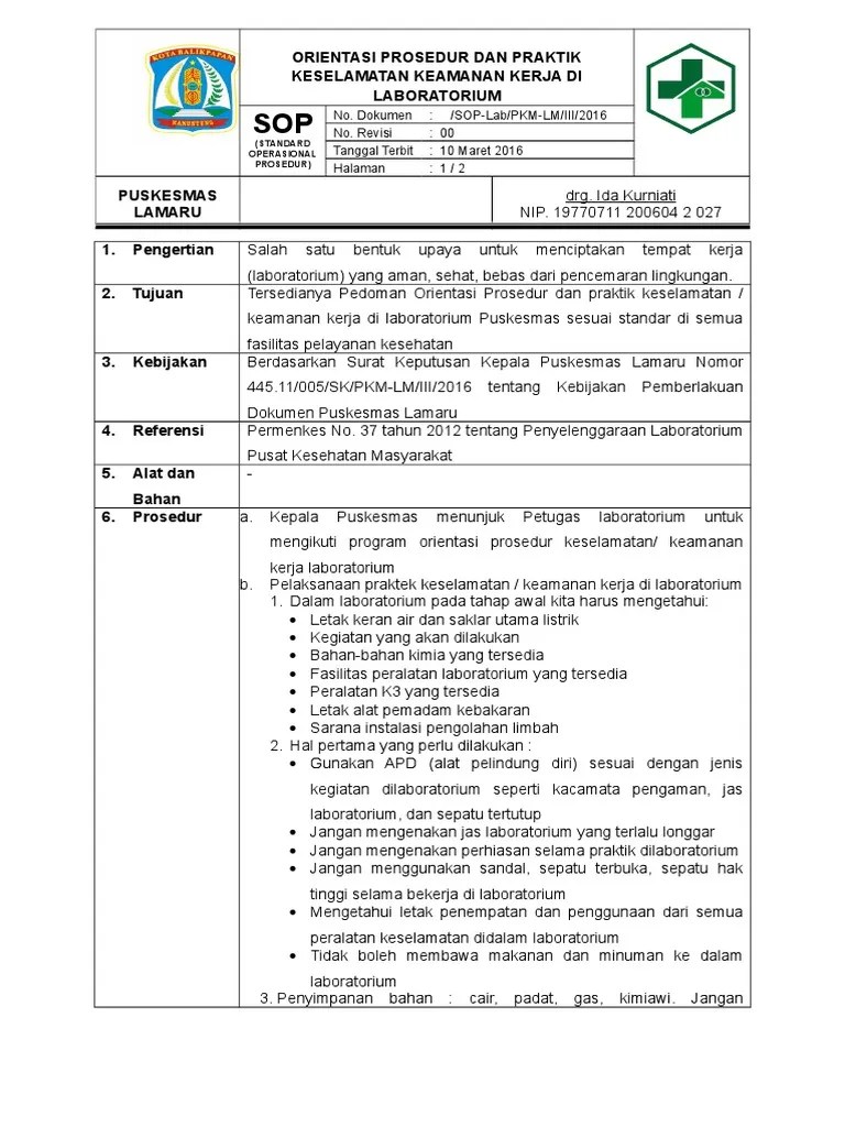 8.1.8.6 Sop Orientasi Prosedur Dan Praktik Keselamatan Keamanan Kerja