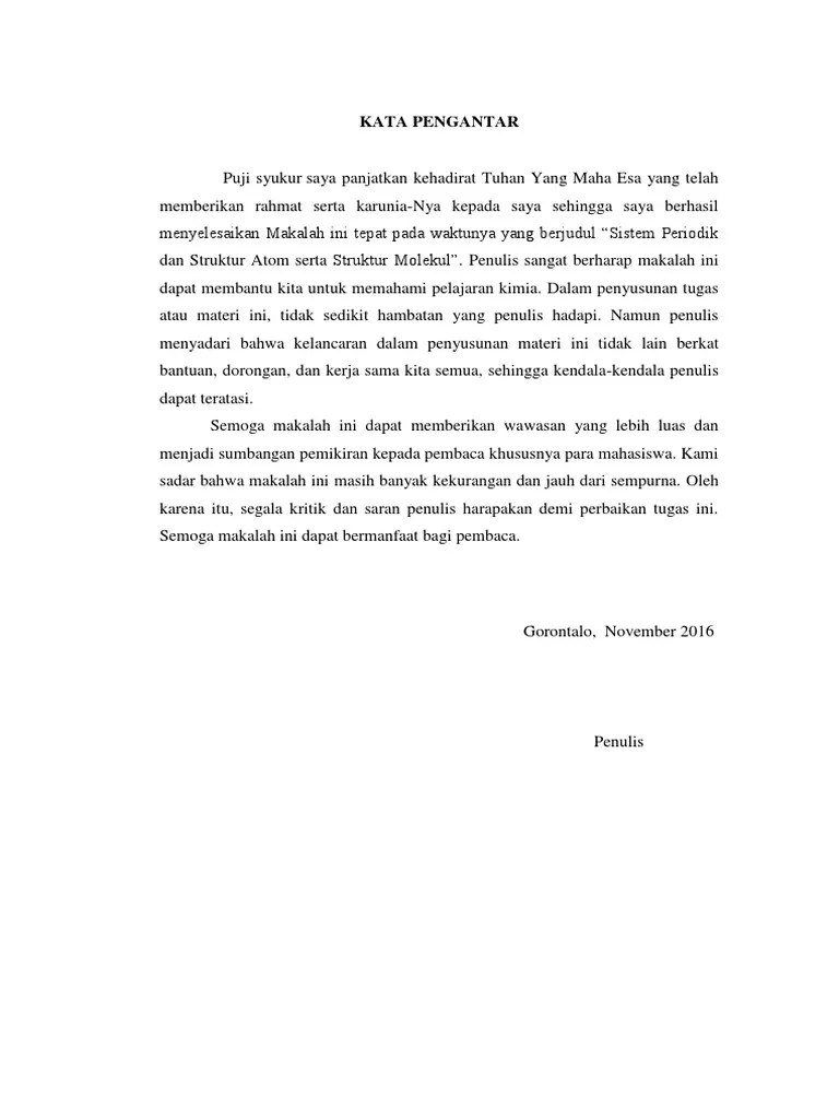 Contoh Kata Pengantar Untuk Makalah Kimia Pejuang Soal