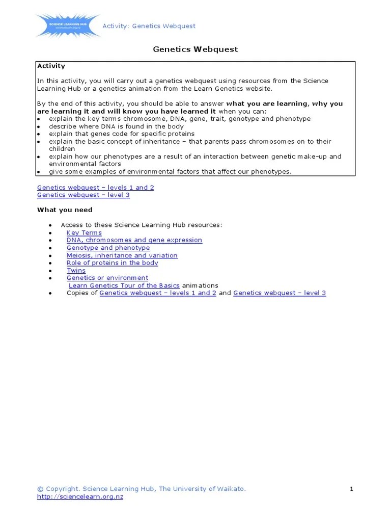 Genetics Webquest2 | PDF | Genetics | Genotype