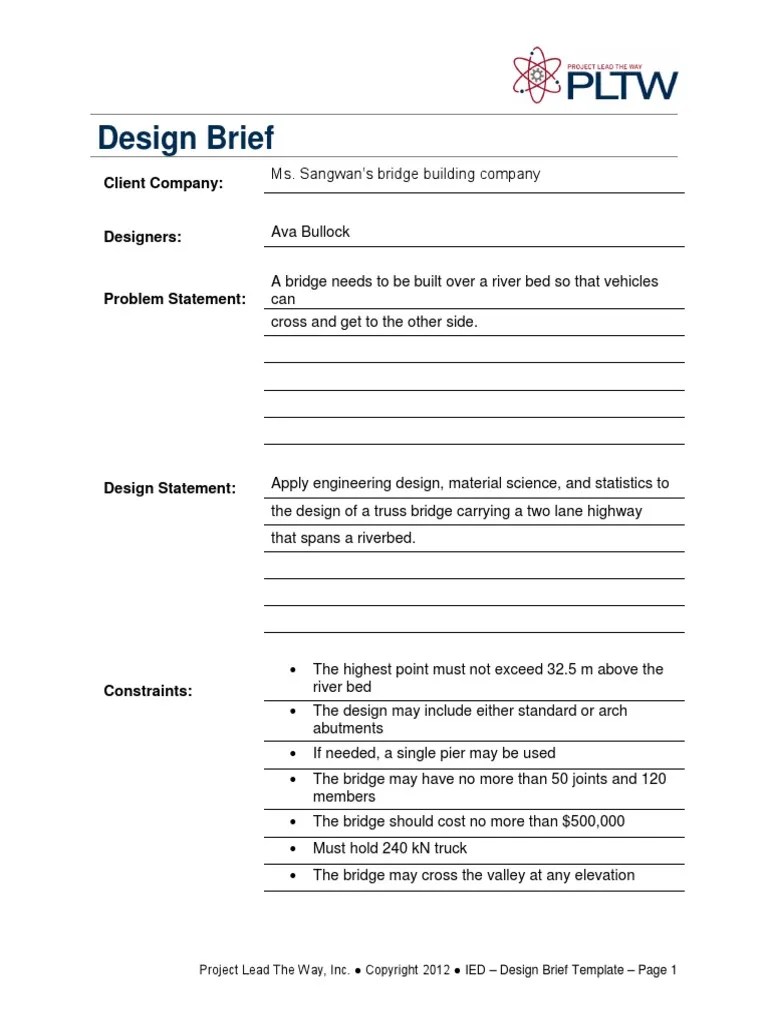 design brief bridge