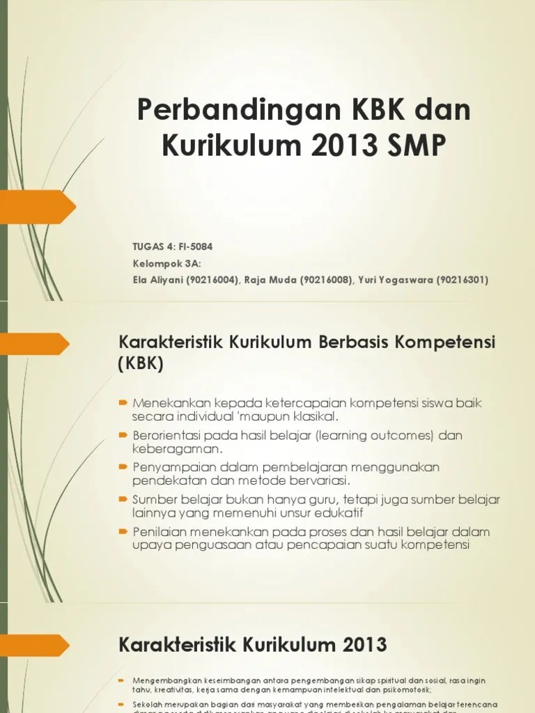 Perbandingan KBK dan Kurikulum 2013 SMP