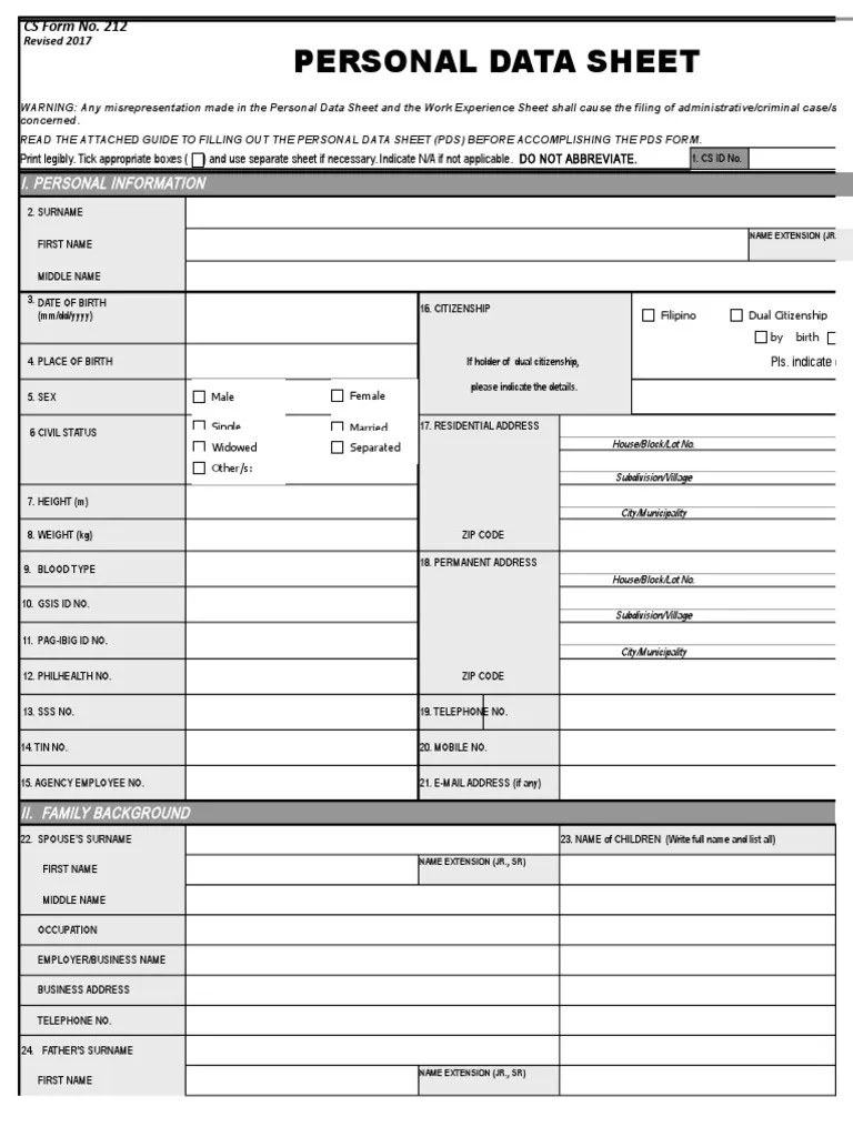 CS Form No. 212 revised Personal Data Sheet 2017.xlsx Crimes Crime