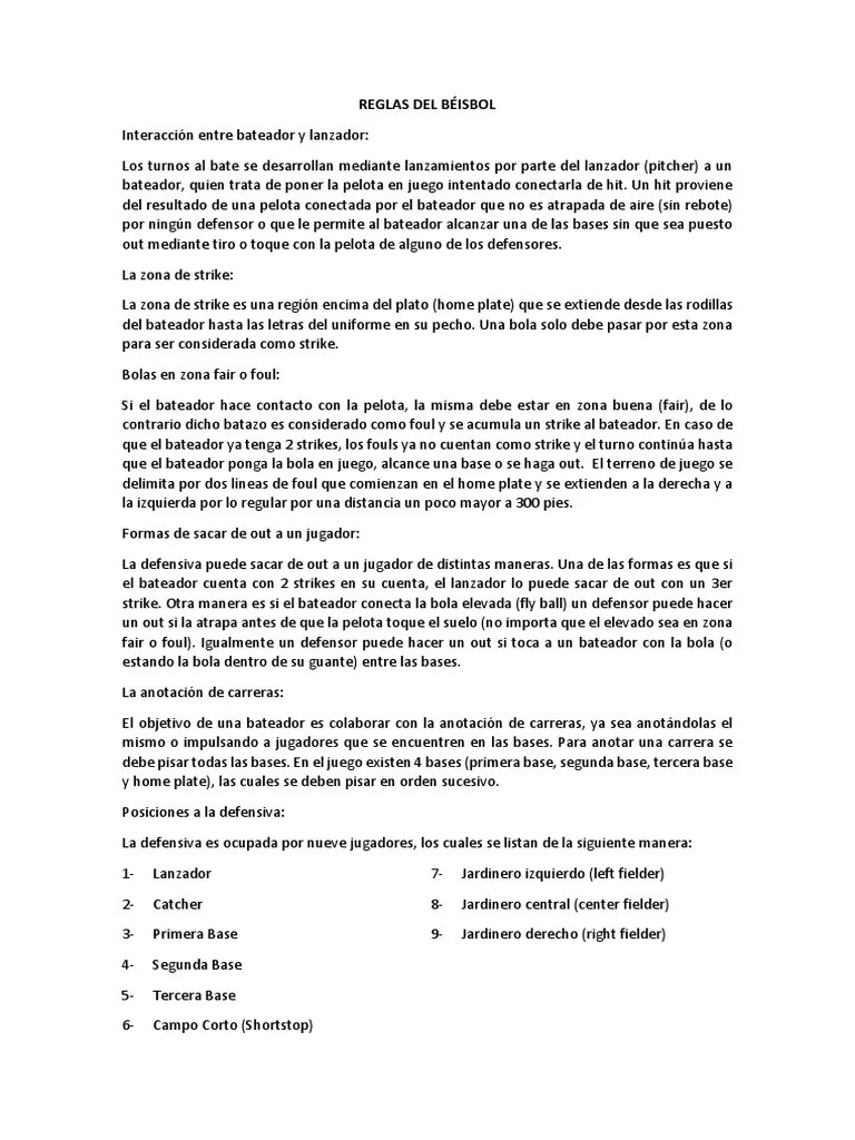 Reglas Del Béisbol Lanzador Campo de béisbol