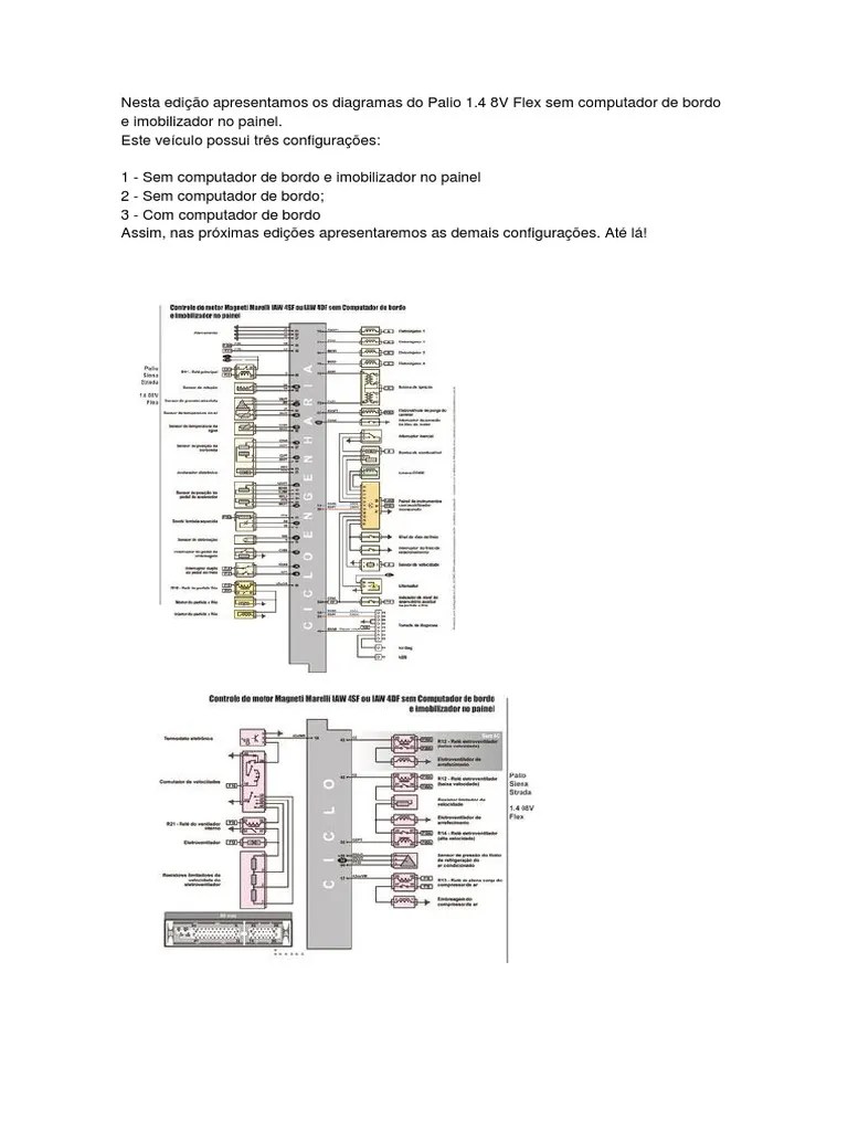 Diagramas Eléctricos Fiat Palio 1.4 8v Sin Computador de A Bordo | PDF