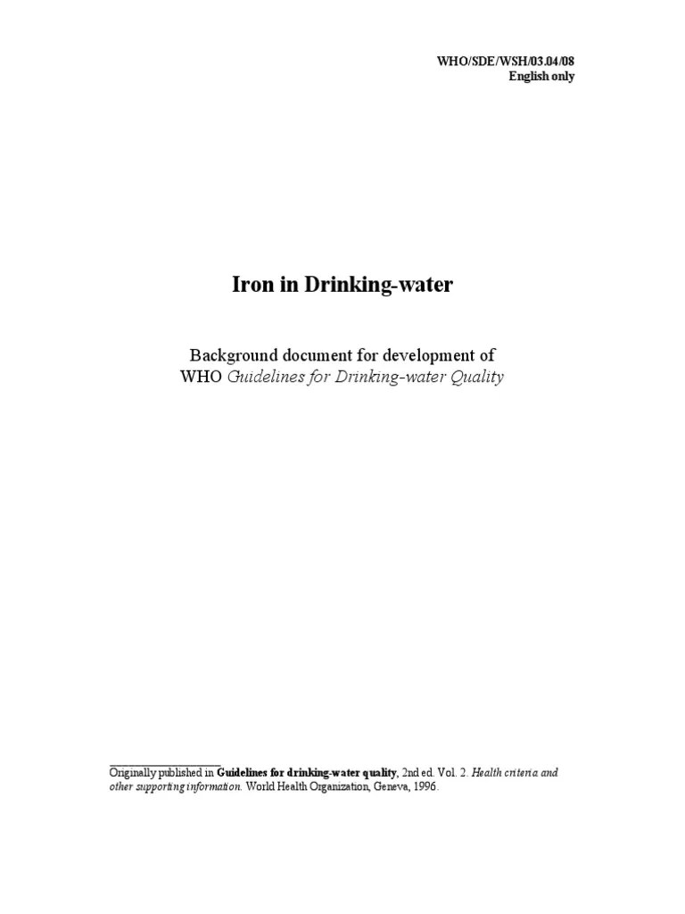 Iron PDF Iron Drinking Water