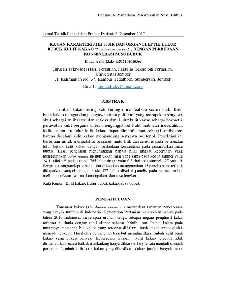Jurnal Lulur Bubuk Kulit Kakao PDF