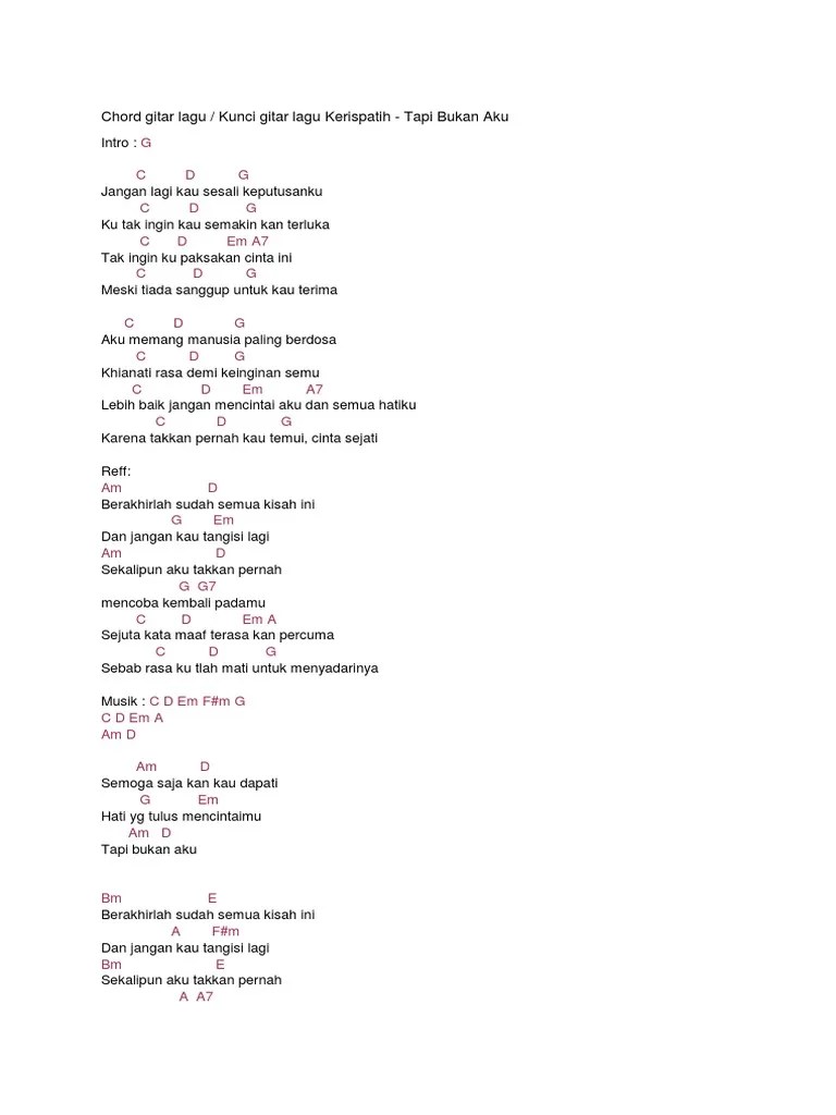 Chord Gitar Lagu Kerispatih Tapi Bukan Aku – Belajar