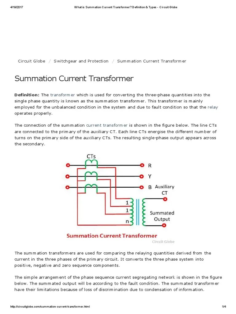 What is Summation Current Transformer_ Definition & Types Circuit